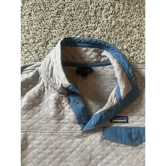 Women's Patagonia Crewneck Sweater S Gray with Blue Accents - Picture 3 of 6